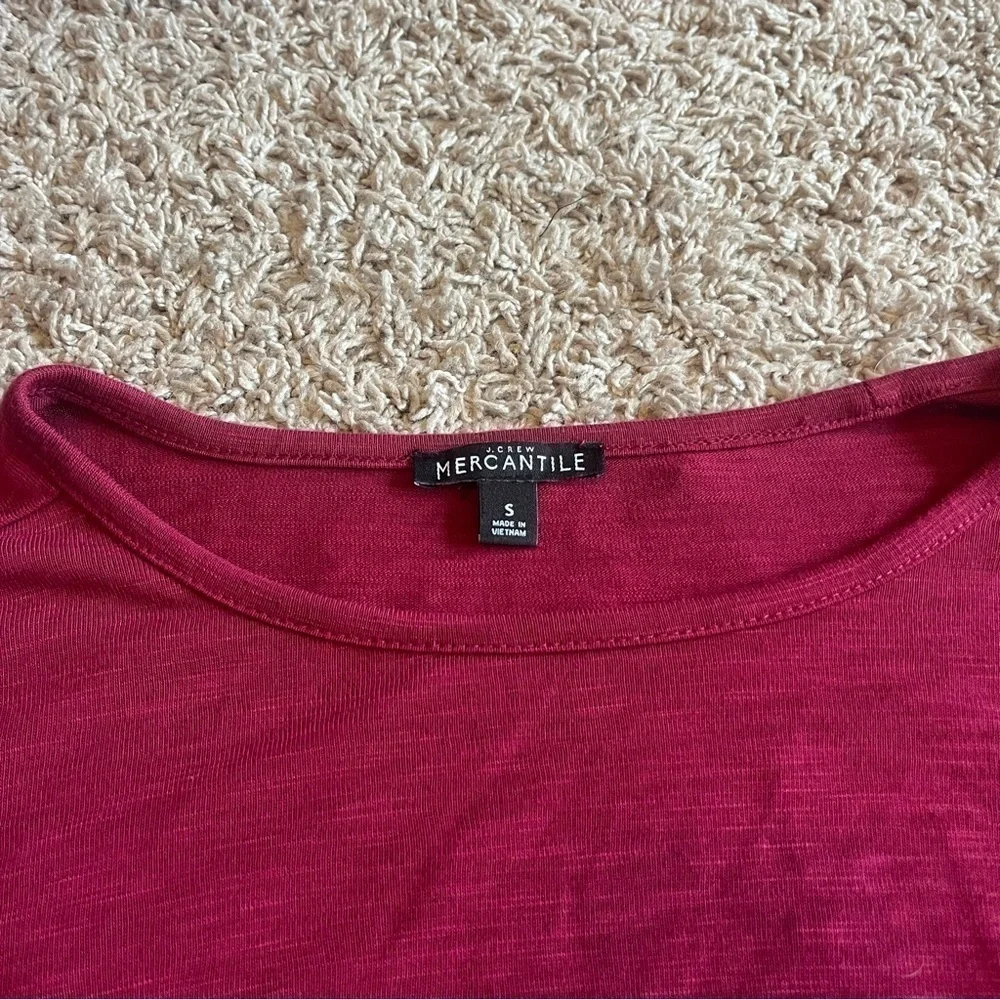 J.Crew Mercantile Magenta Mixed Media Layered Hem Long Sleeve Top Small